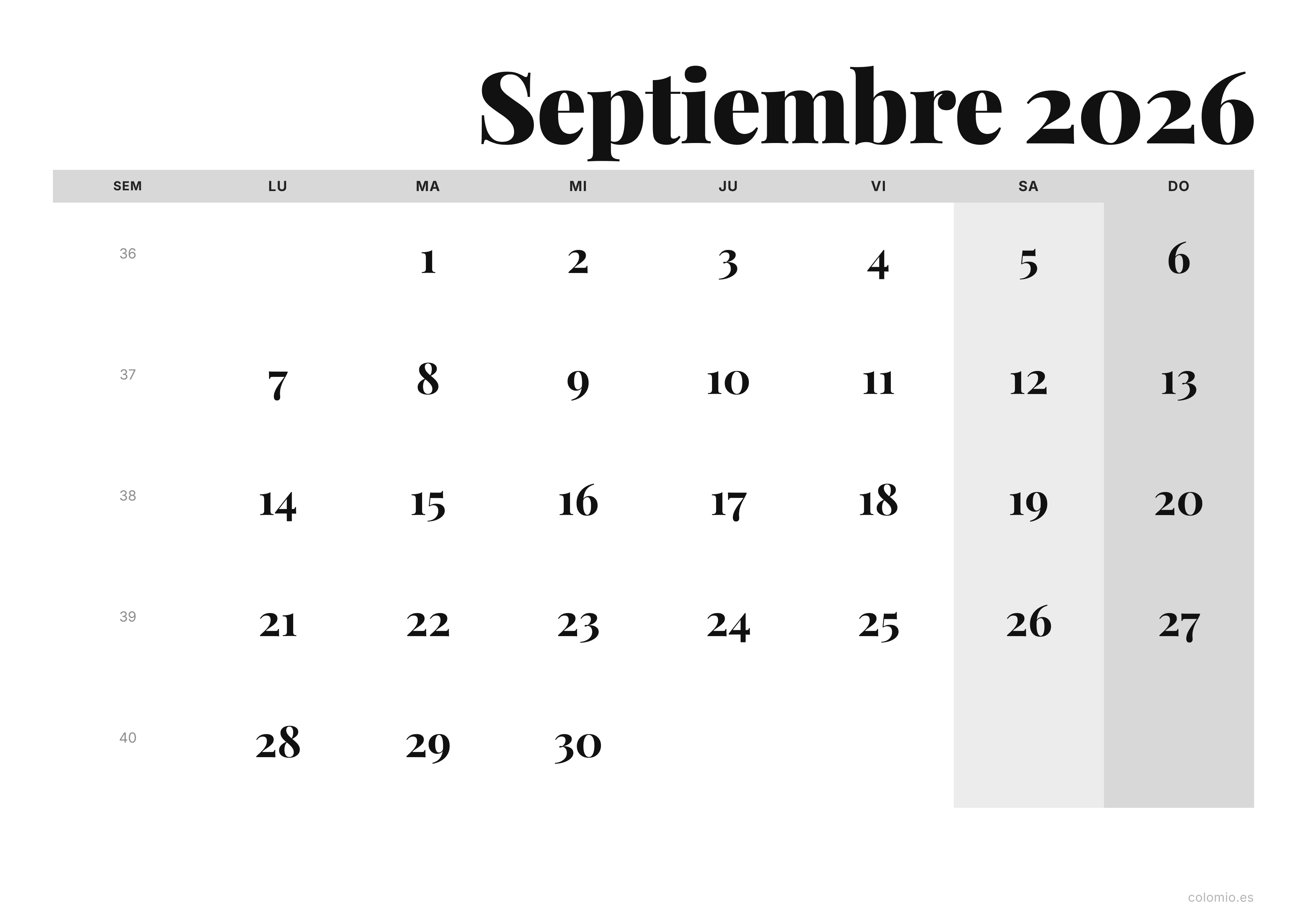 Calendario Septiembre 2026 De Argentina Para Imprimir Con Feriados 